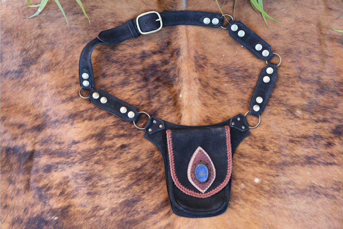 El Comandante Hip Belt | Black Leather | Lapis
