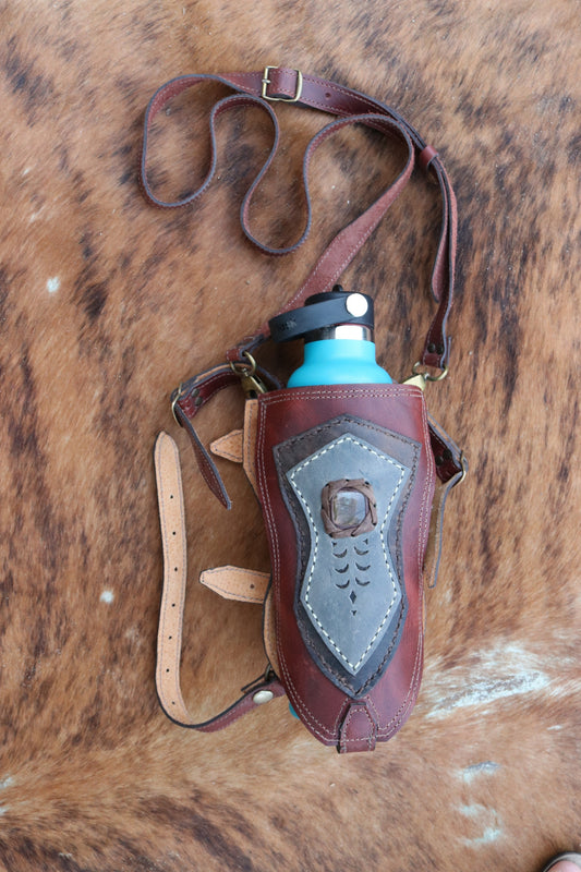 Water Bottle Holster | Brown Leather | Labradorite