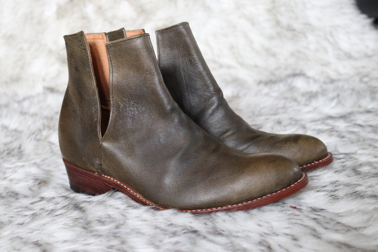 French V-Cut Boots | Green | Made to Order