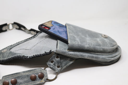 El Coyote Hip Belt | Orange Suede Leather | Labradorite