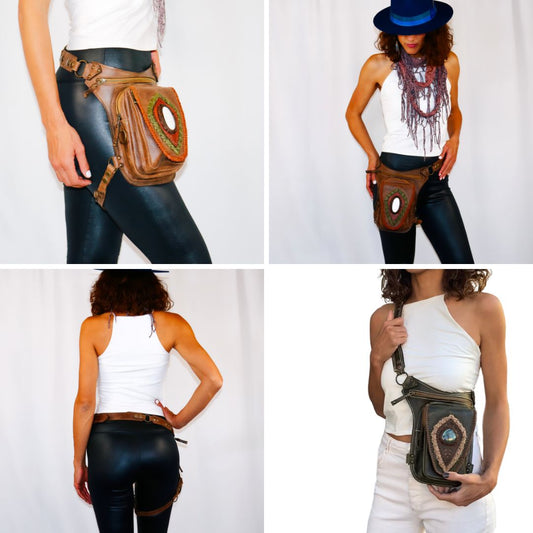 Aventurera Utility Belt | Brown Leather | Turquoise Stone
