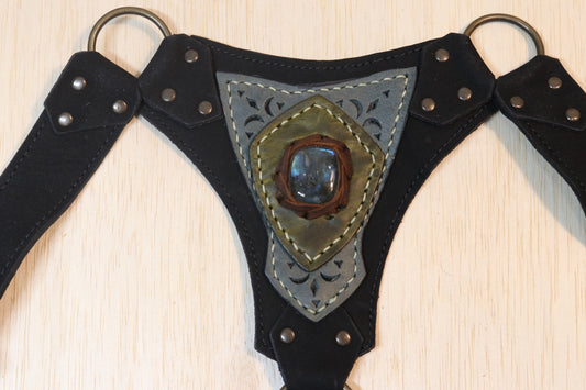 El Sureno Holster | Black Suede Leather | Labradorite