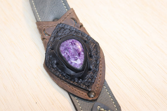 El Oriente Holster | Gray Leather | Charoite Stone