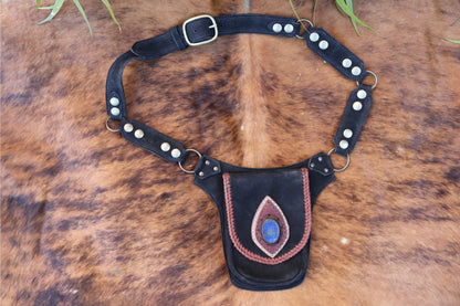 El Comandante Hip Belt | Black Leather | Lapis