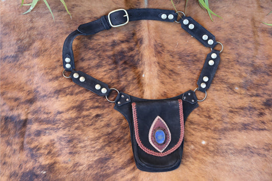 El Comandante Hip Belt | Black Leather | Lapis