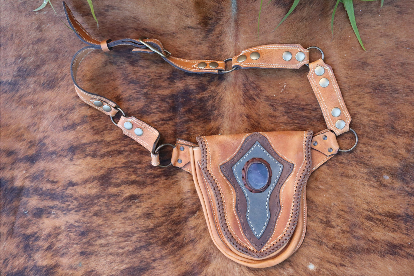 El Coyote Hip Belt | Yellow Leather | Fluorite
