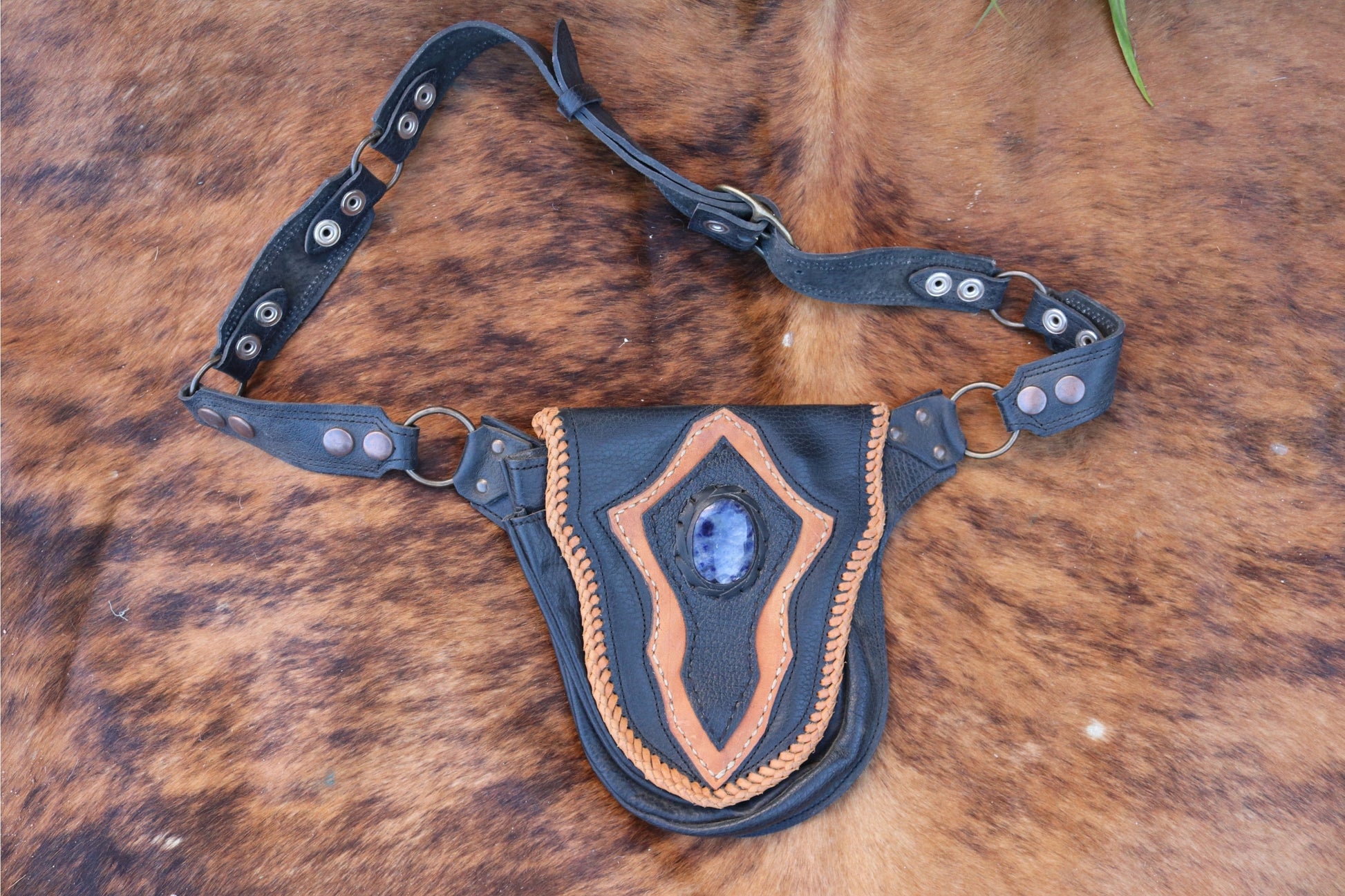 El Coyote Hip Belt | Black Leather | Sodolite