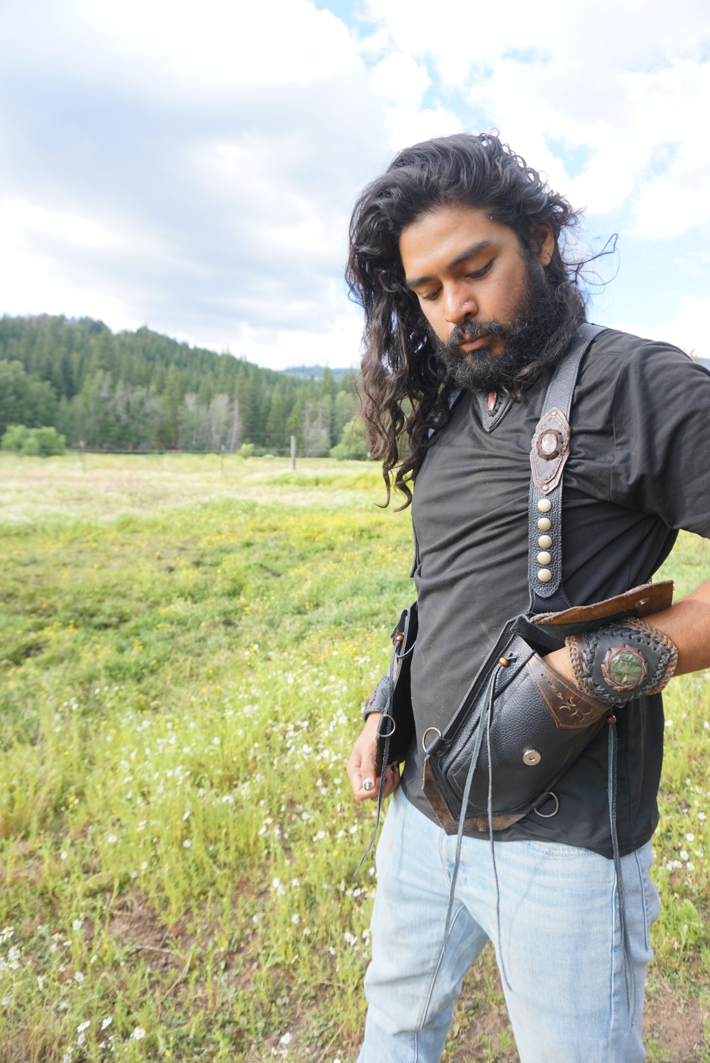 El Viajero Holster | Yellow Leather | Labradorite | With Fringe