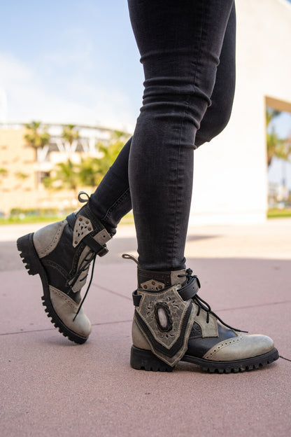 Gunslinger Boots | Black & Gray | Made to Order