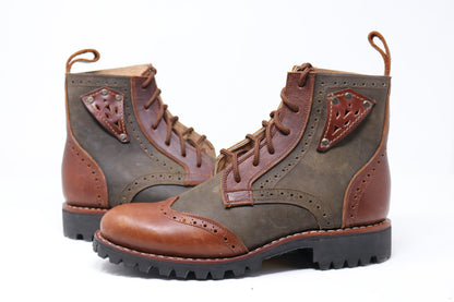 Gunslinger Boots | Green & Brown | Made to Order