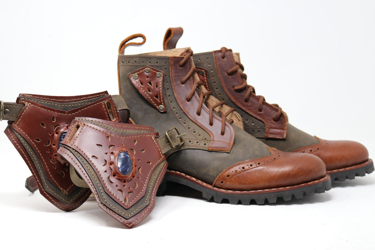 Gunslinger Boots | Green & Brown | Made to Order