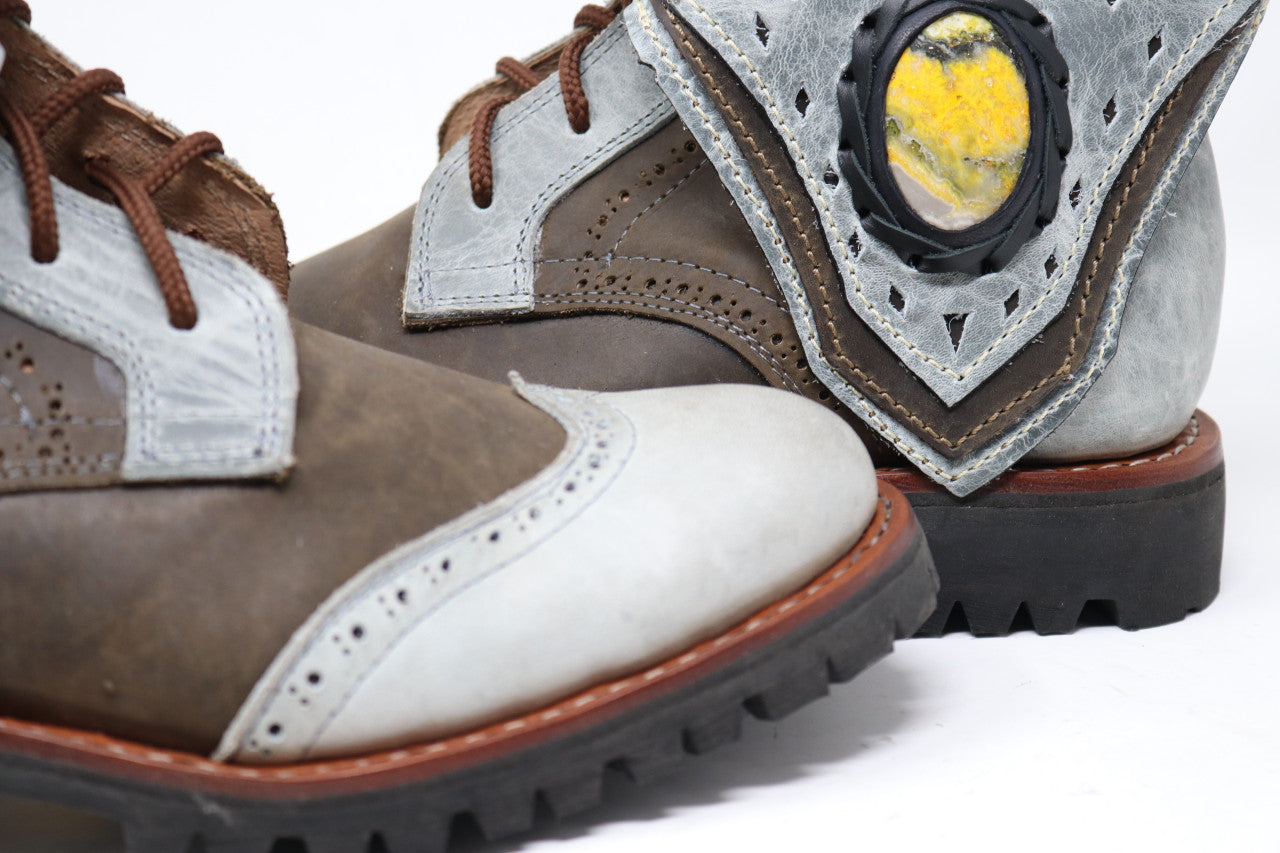 Gunslinger Boots | Green & Gray | Made to Order