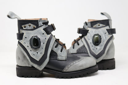 Gunslinger Boots | Black & Gray | Made to Order