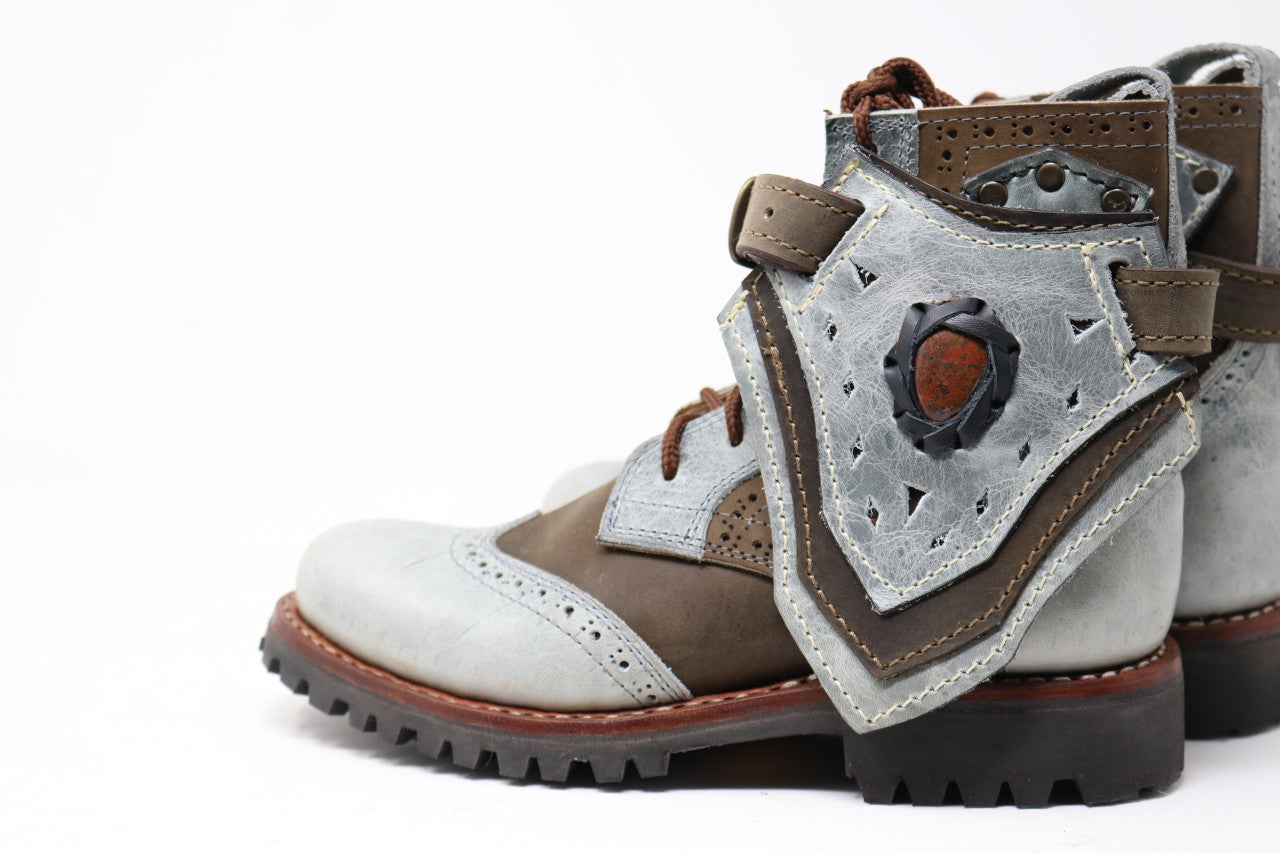 Gunslinger Boots | Green & Gray | Made to Order