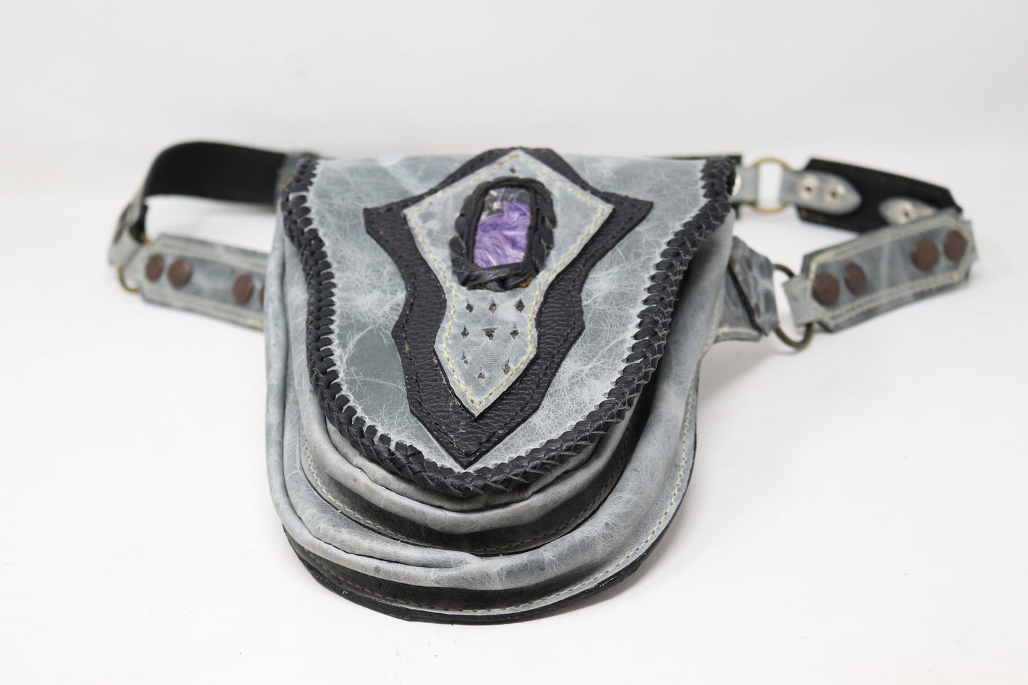 El Coyote Hip Belt | White Leather | Tigers Eye