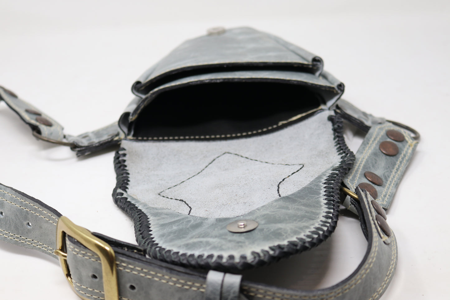 El Coyote Hip Belt | Black Leather | Chrysocolla