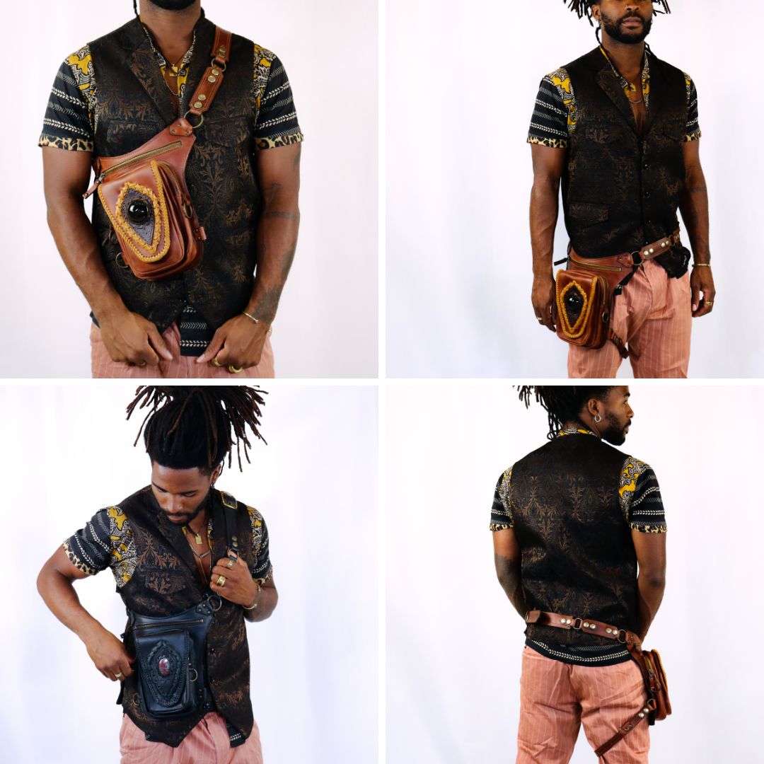 Aventurera Utility Belt | Black Leather | Malachite Stone