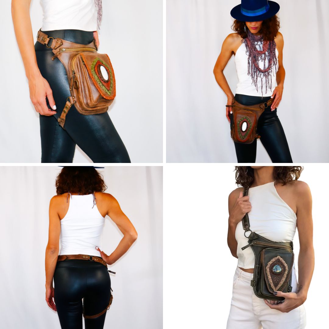 Aventurera Utility Belt | Black Leather | Malachite Stone