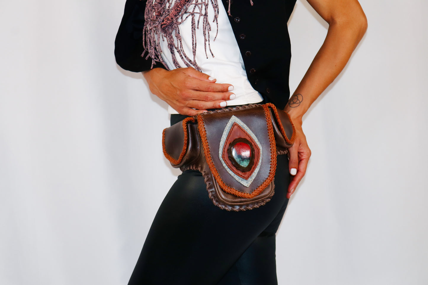 Bolivar Hip Belt | Red Leather | Labradorite