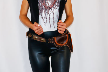 Bolivar Hip Belt | Red Leather | Labradorite