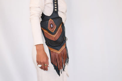El Viajero Holster | Yellow Leather | Labradorite | With Fringe