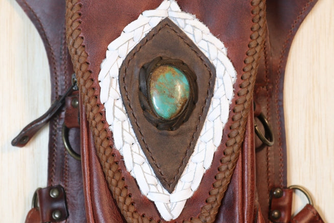 Aventurera Utility Belt | Brown Leather | Turquoise Stone