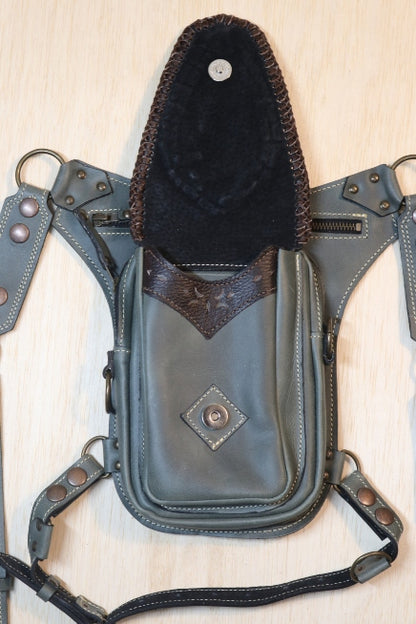 Aventurera Utility Belt | Gray Leather | Tigers Eye Stone