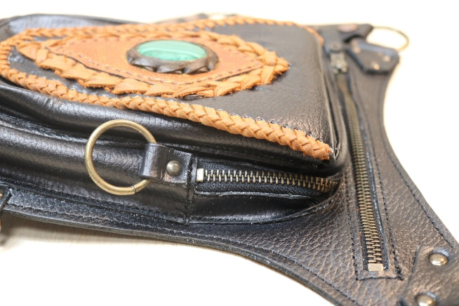 Aventurera Utility Belt | Black Leather | Malachite Stone