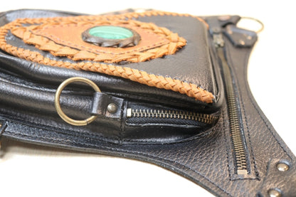 Aventurera Utility Belt | Black Leather | Malachite Stone