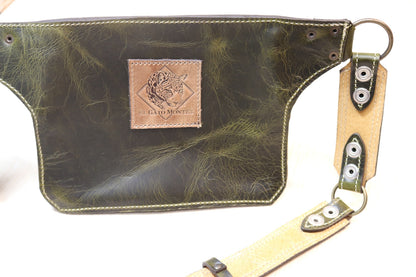 Sato Cross Body | Green Leather | Amber Stone