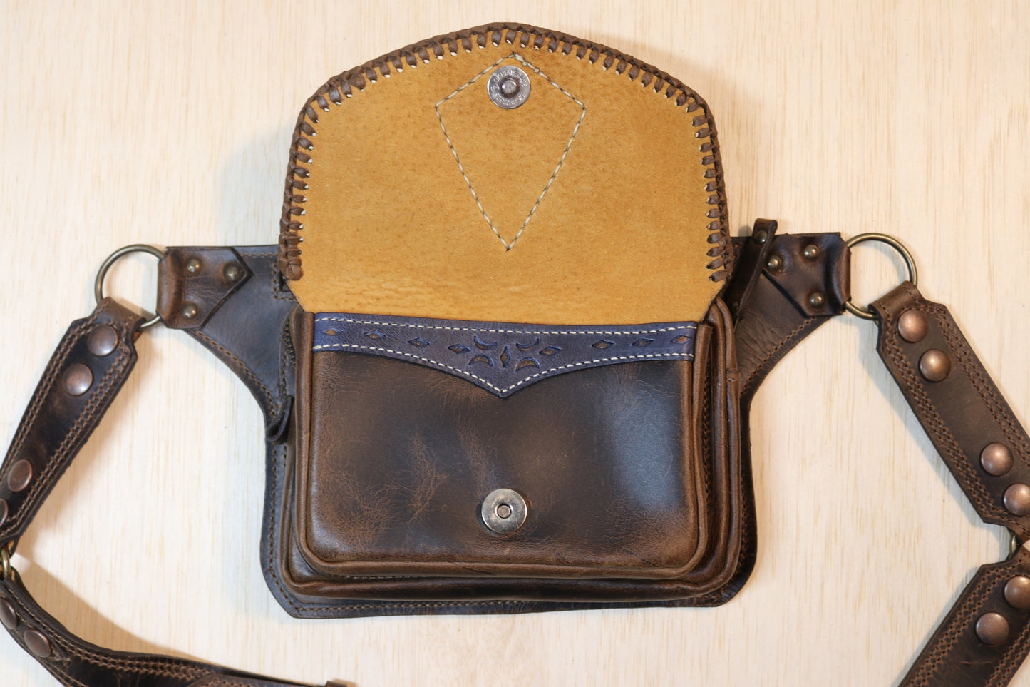 Sato Cross Body | Brown Leather | Moonstone Stone