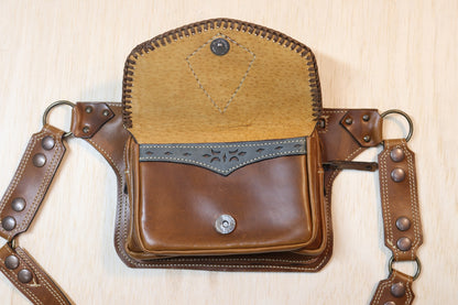 Sato Cross Body | Brown Leather | Labordorite Stone