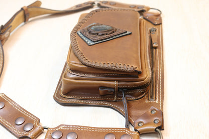Sato Cross Body | Brown Leather | Labordorite Stone