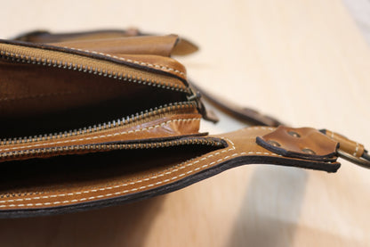 Sato Cross Body | Brown Leather | Labordorite Stone