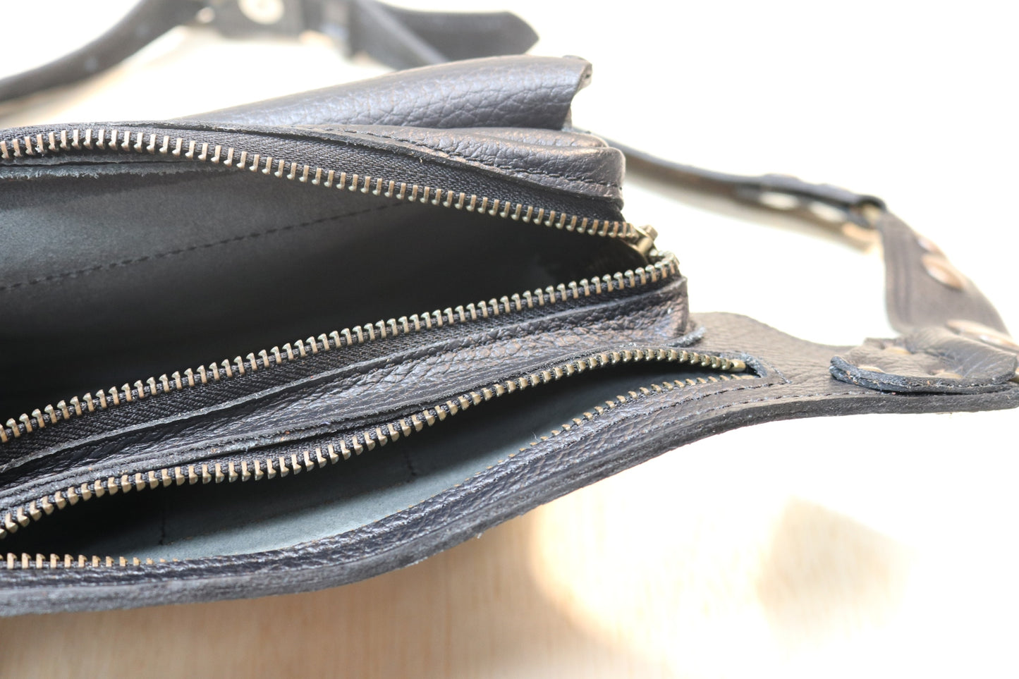 Sato Cross Body | Black Leather | Charoite Stone