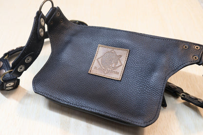 Sato Cross Body | Black Leather | Charoite Stone