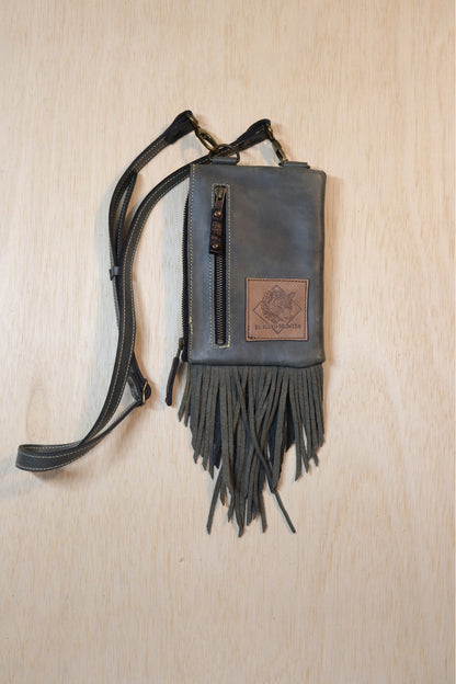 Boreal Bag | Gray Leather | Tigers Eye Stone