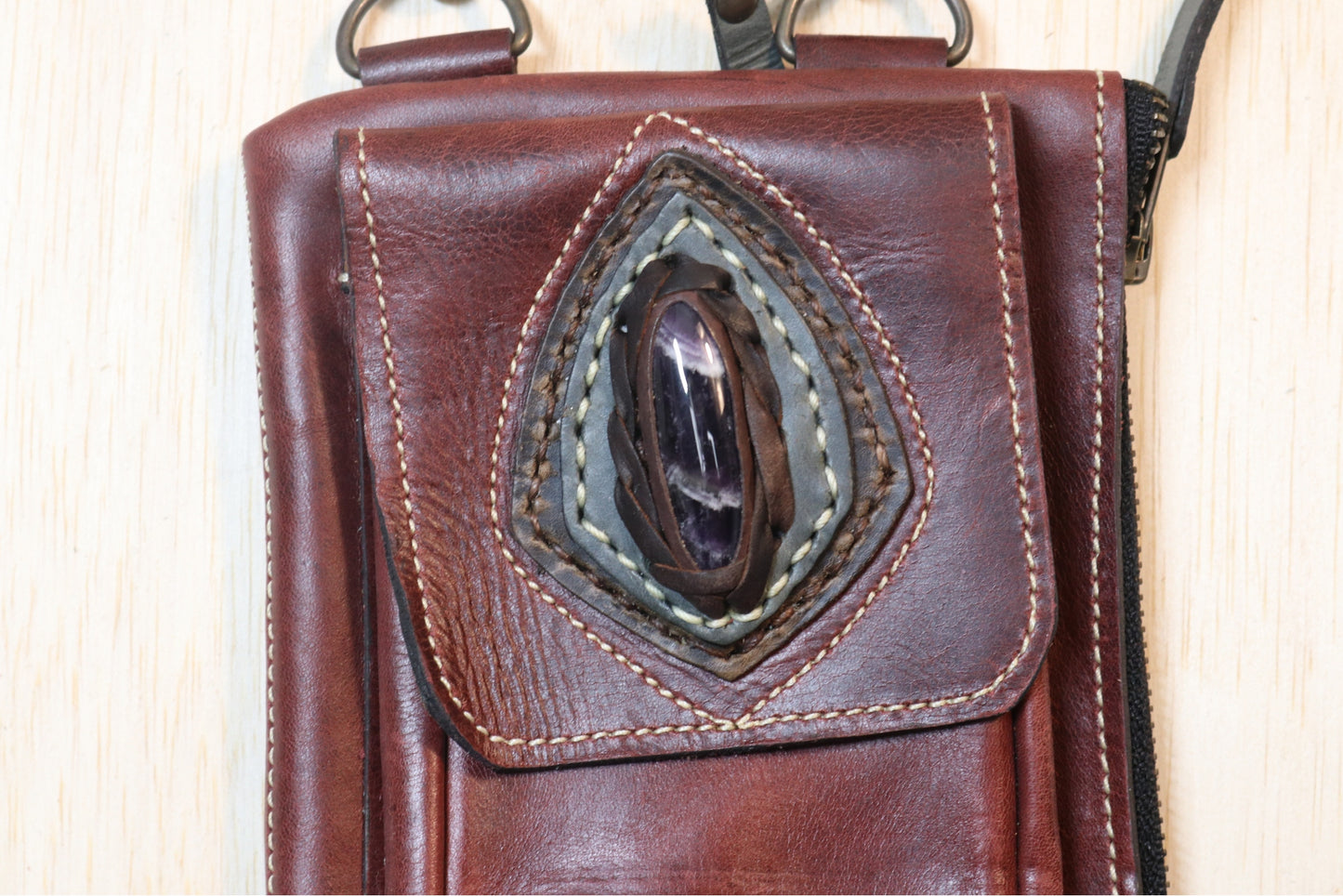 Boreal Bag | Red Leather | Amethyst
