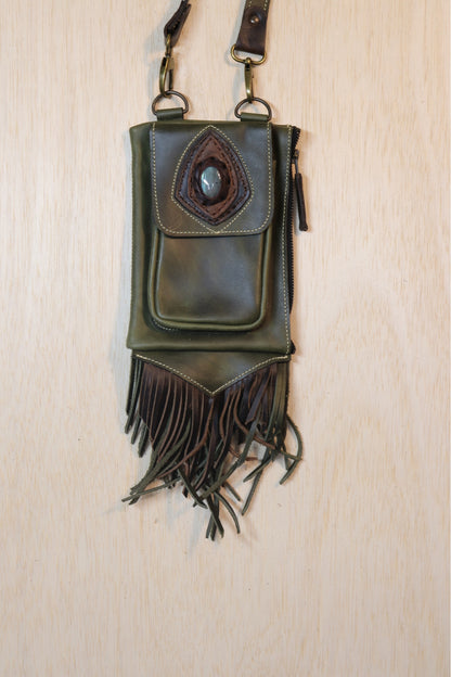 Boreal Bag | Green Leather | Labradorite