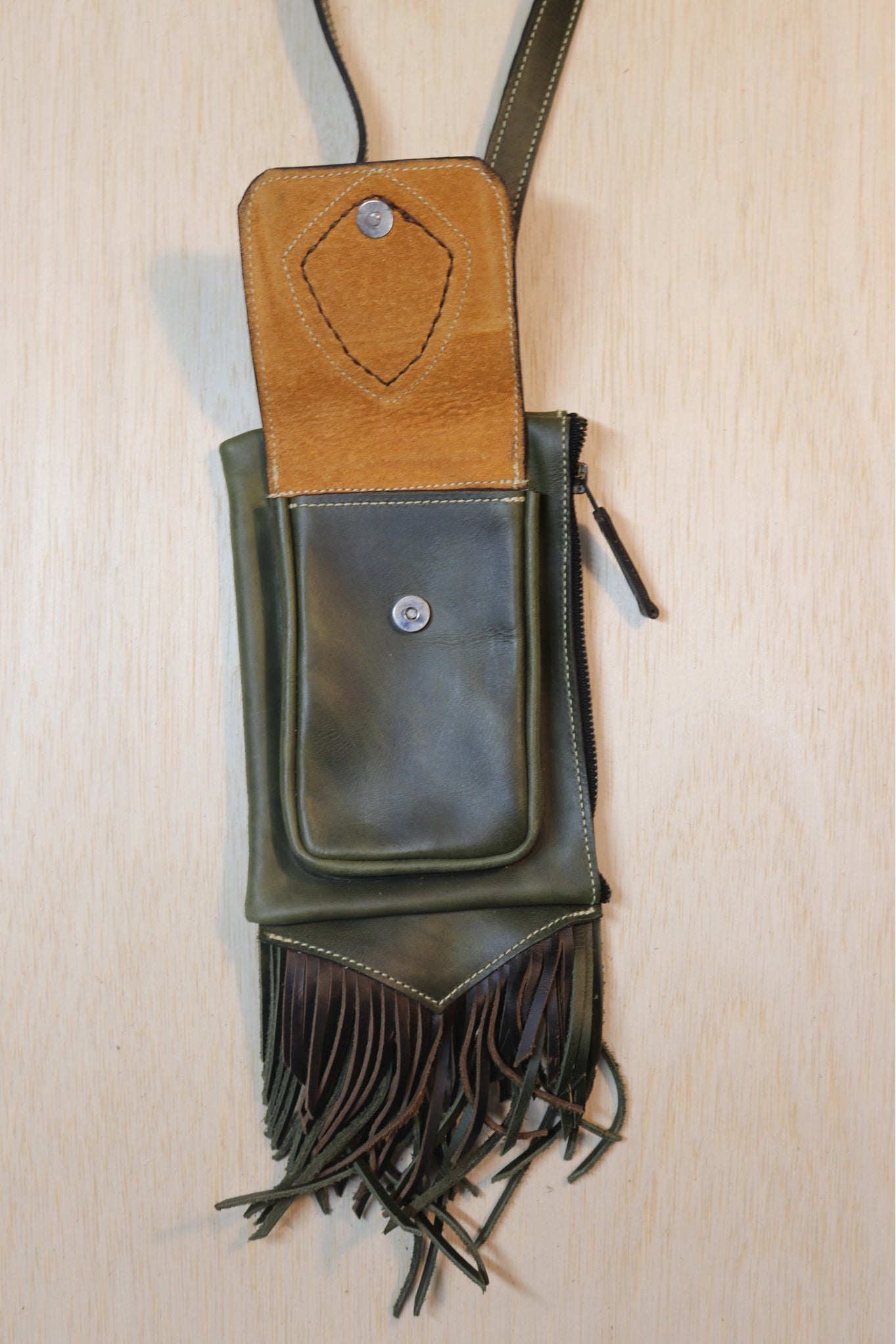 Boreal Bag | Green Leather | Labradorite