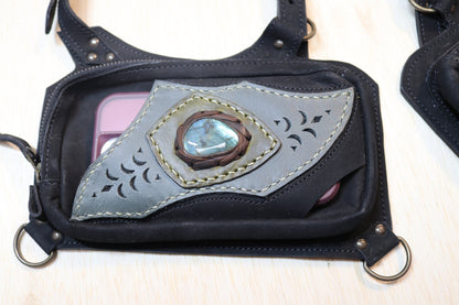 El Sureno Holster | Black Suede Leather | Labradorite