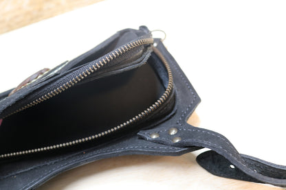 El Sureno Holster | Black Suede Leather | Labradorite
