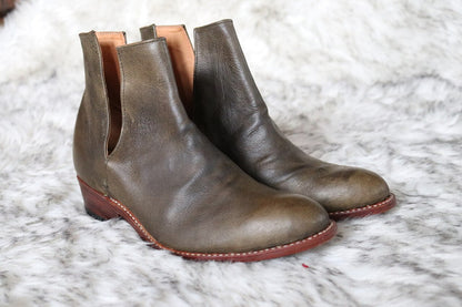 French V-Cut Boots | Green | Made to Order