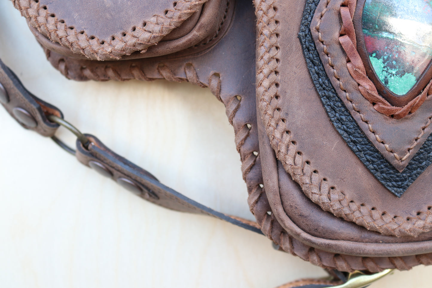 Bolivar Hip Belt | Black Leather | Bumble Bee Jasper
