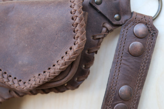 Bolivar Hip Belt | Red Leather | Labradorite