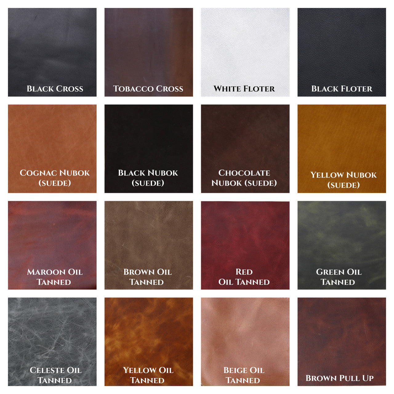Leather colour samples