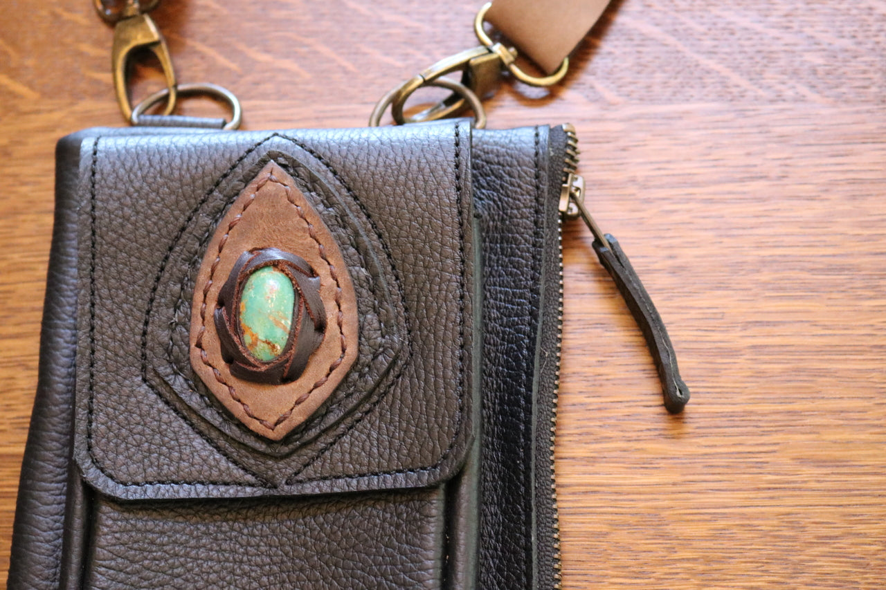Boreal Bag | Black Leather | Chrysocolla