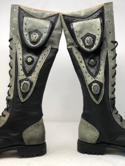 Tall Gunslinger Boots | Black & Gray | Made to Order