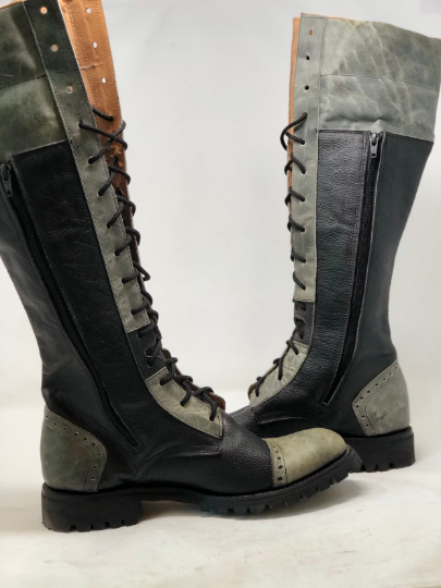 Tall Gunslinger Boots | Black & Gray | Made to Order