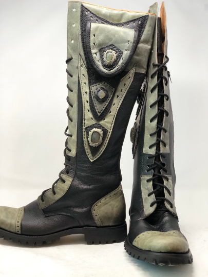 Tall Gunslinger Boots | Black & Gray | Made to Order